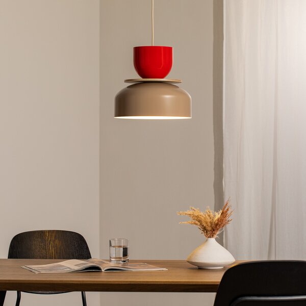 ALDEX Lampă suspendată Uto, bej/roșu, Ø 30 cm, metal, reglabil, Multicolor, Camera de zi / sufragerie, Metal, Modern