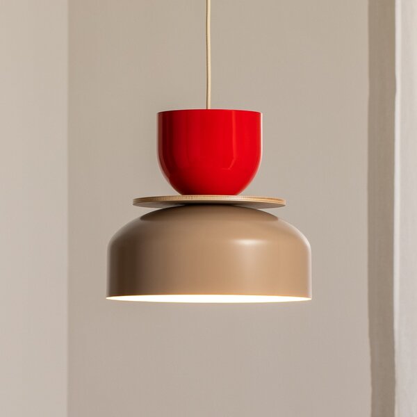 ALDEX Lampă suspendată Uto, bej/roșu, Ø 30 cm, metal, reglabil, Multicolor, Camera de zi / sufragerie, Metal, Modern