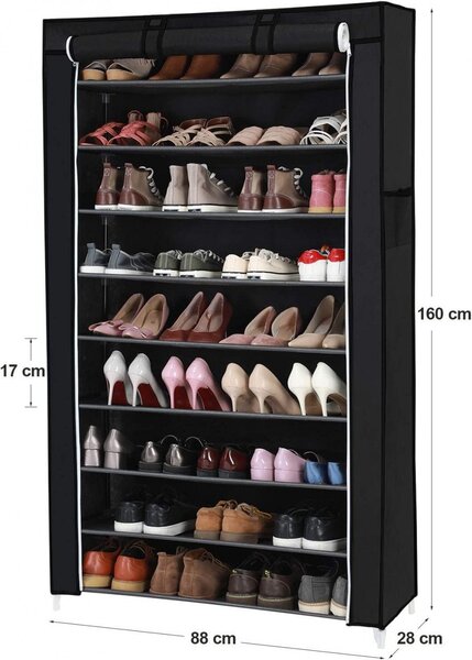 Suport pantofi Model Liv, Negru, 85x28x162 cm