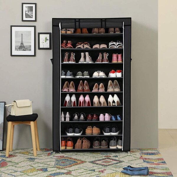 Suport pantofi Model Liv, Negru, 85x28x162 cm