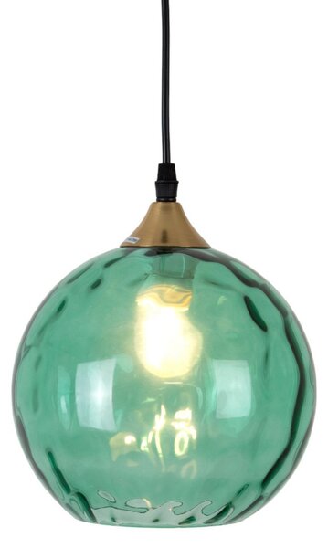Holländer Lucca lampă suspendată 1 bec abajur sticlă verde, reglabil, Verde, Camera de zi / sufragerie, Sticlă, Modern, glob