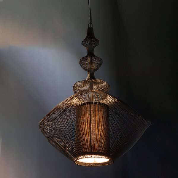 Forestier Lampă suspendată Opium, negru, reglabil, Negru, Camera de zi / sufragerie, Metal, Design