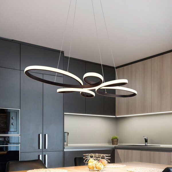Trio Lighting Lampă suspendată Fly LED, negru mat, 3.000 K, 83 cm x 45 cm, reglabil, Negru, Camera de zi / sufragerie, Metal, Modern