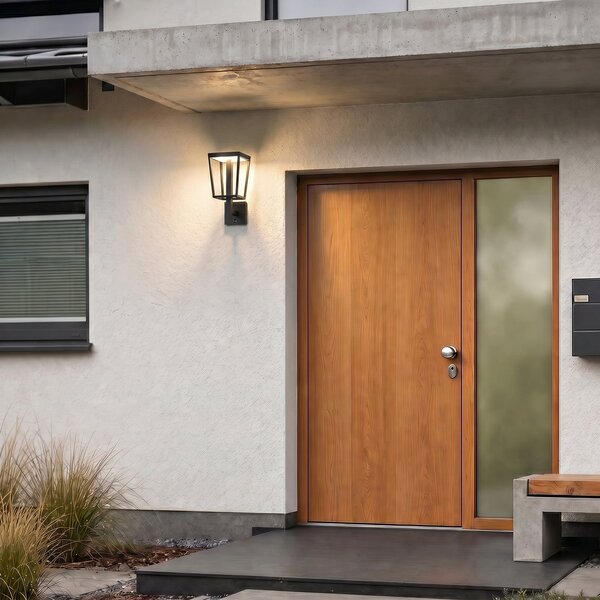 Lucande Lampa de perete pentru exterior cu LED Lynx, 35,5 cm, negru, IP44, Negru, Metal, Modern