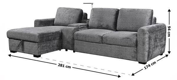 Colțar Extensibil Cremona KF7864-95, Gri Stânga