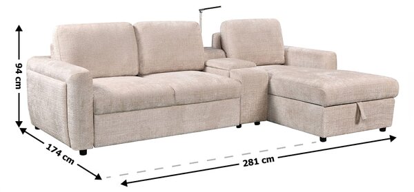 Colțar Extensibil Cremona KF7864-02, Bej Dreapta