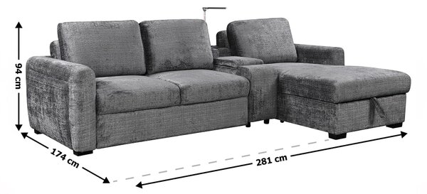 Colțar Extensibil Cremona KF7864-95, Gri Dreapta