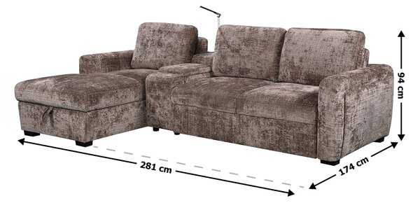 Colțar Extensibil Cremona KF7864-24, Maro Stânga