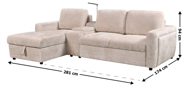 Colțar Extensibil Cremona KF7864-02, Bej Stânga
