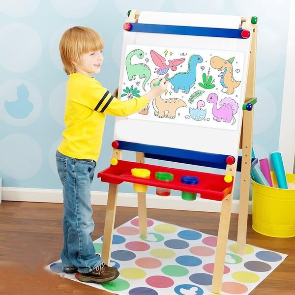 Rola autocolanta cu desene de colorat, model dinozauri, hartie, decupare si lipire, 30x300 cm