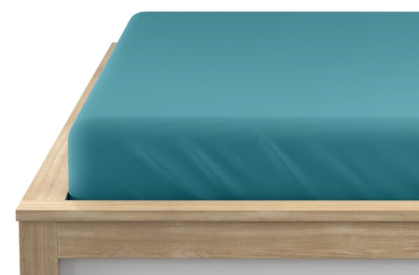 Cearsaf Jersey EXCLUSIVE cu elastic turcoaz 160 x 200 cm