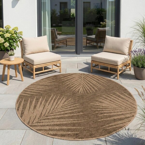 Covor pentru exterior și interior maro rotund ø 160 cm Timber 1403 – Ayyildiz Carpets