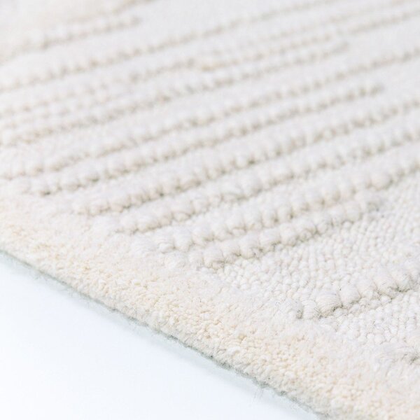 Covor tip traversă alb țesut manual din amestesc de lână 80x230 cm Sculptured Blocks – Flair Rugs