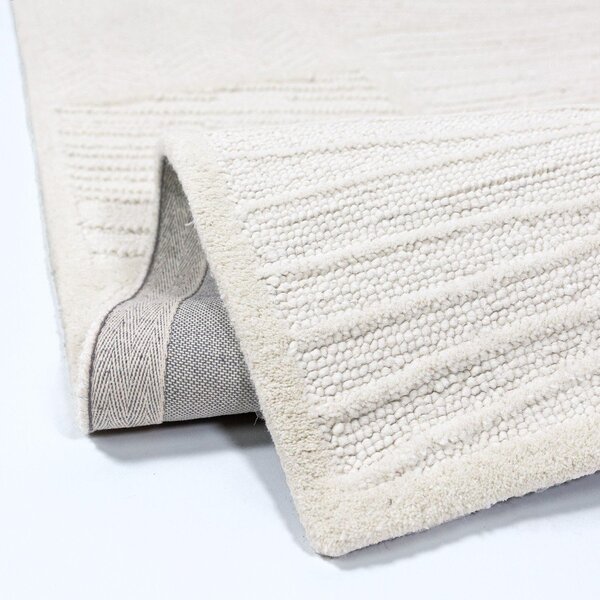 Covor tip traversă alb țesut manual din amestesc de lână 80x230 cm Sculptured Blocks – Flair Rugs