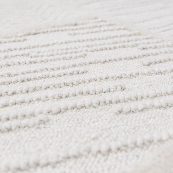 Covor tip traversă alb țesut manual din amestesc de lână 80x230 cm Sculptured Blocks – Flair Rugs