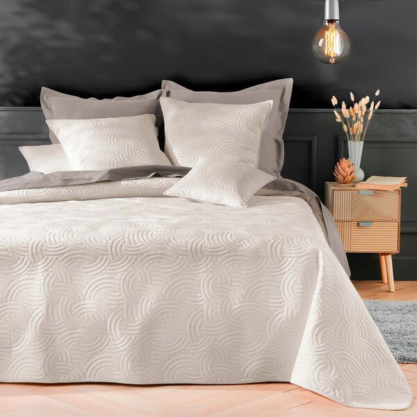 Set cuvertură și față de pernă crem din catifea 220x240 cm Solange – douceur d'intérieur