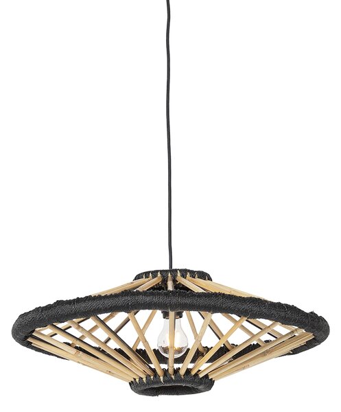 Lampă orientală suspendată bambus cu negru 60 cm - Evalin
