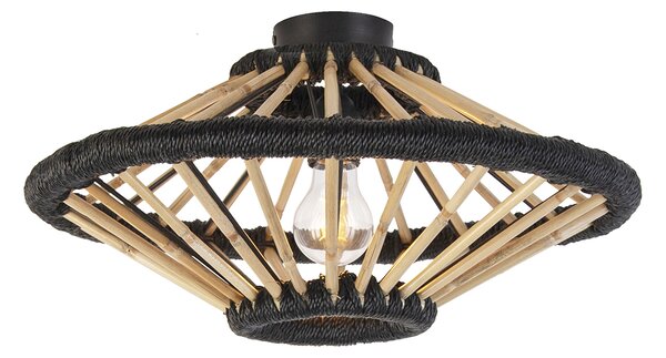 Oosterse plafondlamp bamboe met zwart 46 cm - Evalin