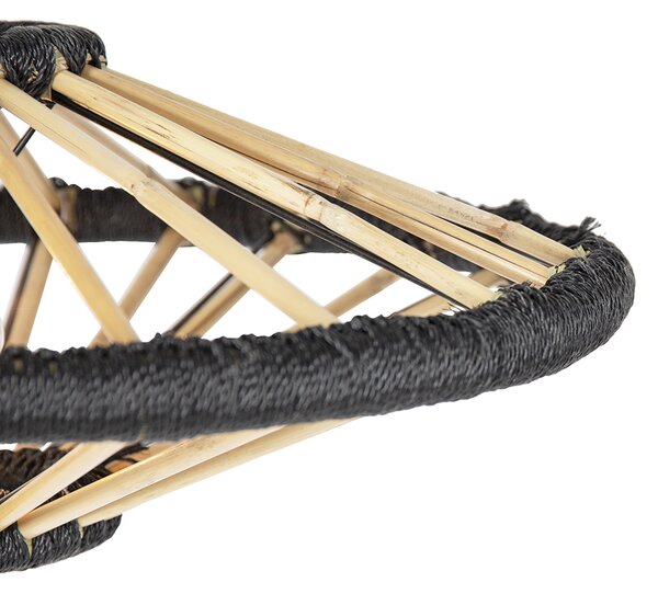 Lampă suspendată orientală din bambus cu negru 60 cm - Evalin