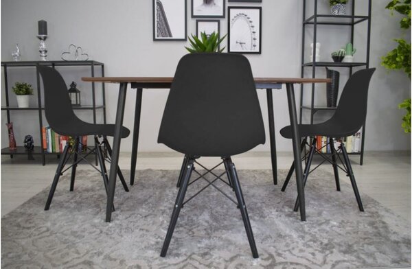Scaune de sufragerie 4buc negre, stil scandinav Dark Classic