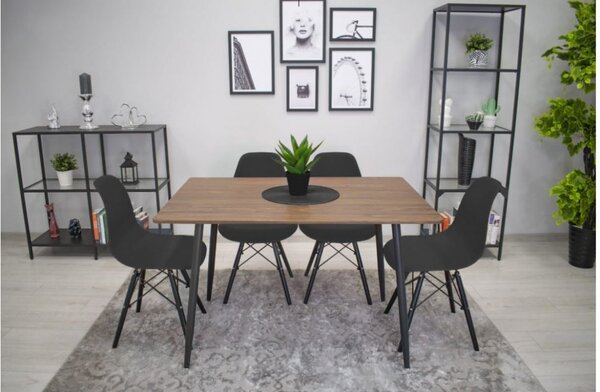 Scaune de sufragerie 4buc negre, stil scandinav Dark Classic