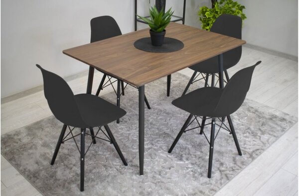 Scaune de sufragerie 4buc negre, stil scandinav Dark Classic