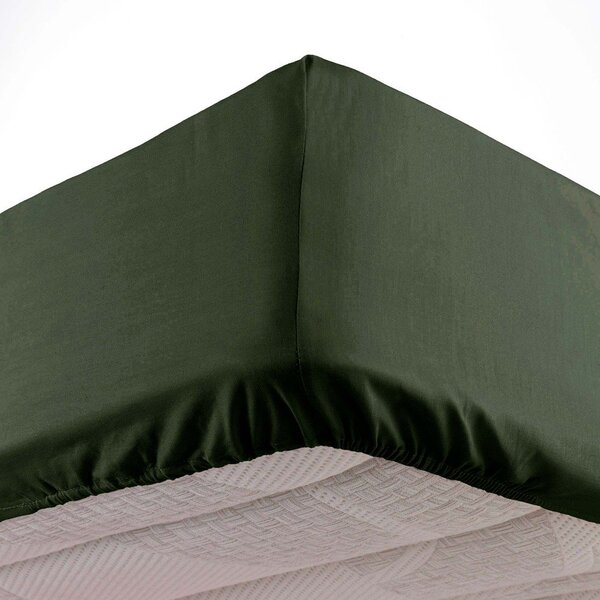 Cearceaf kaki din microfibră cu elastic 90x190 cm Oscar – douceur d'intérieur
