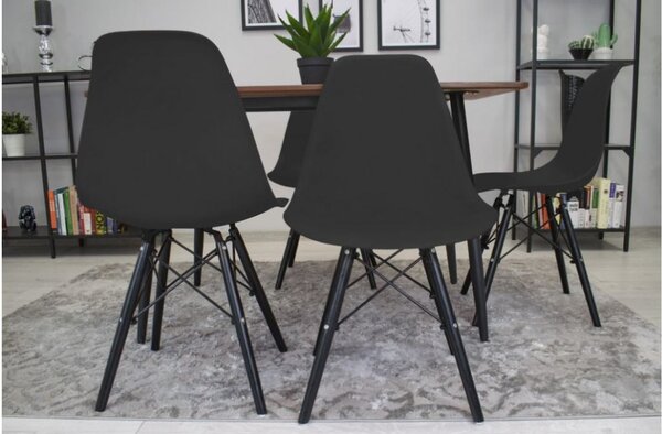 Scaune de sufragerie 4buc negre, stil scandinav Dark Classic