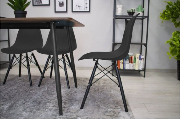 Scaune de sufragerie 4buc negre, stil scandinav Dark Classic