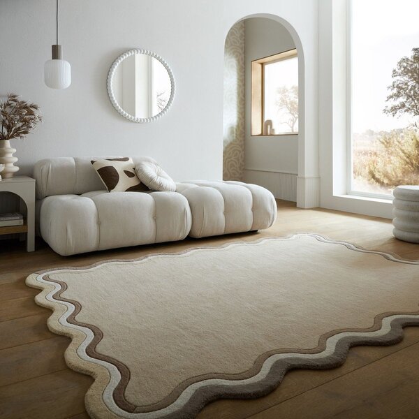 Covor în culoare naturală țesut manual din lână 120x170 cm Leo Scallop – Flair Rugs