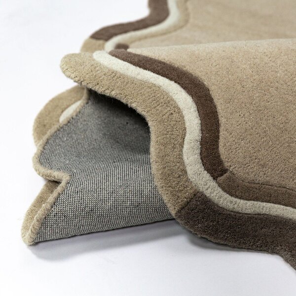 Covor în culoare naturală țesut manual rotund din lână ø 180 cm Leo Scallop – Flair Rugs
