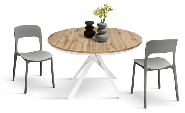 MASA ROTUNDA EXTENSIBILA LILA -PICIOR METALIC-BLAT RUSTIC - PICIOR ALB