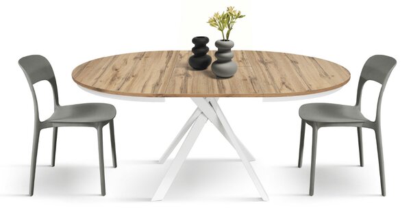 MASA ROTUNDA EXTENSIBILA LILA -PICIOR METALIC-BLAT RUSTIC - PICIOR ALB