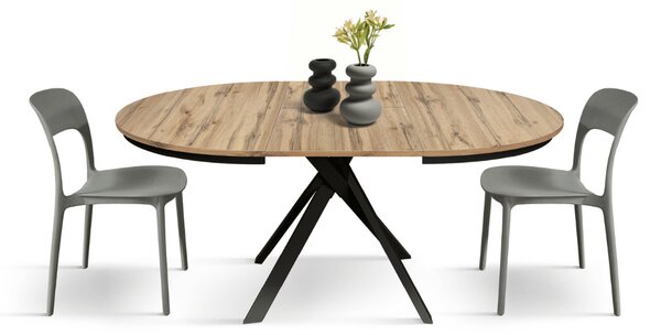 MASA ROTUNDA EXTENSIBILA LILA -PICIOR METALIC-BLAT RUSTIC - PICIOR NEGRU