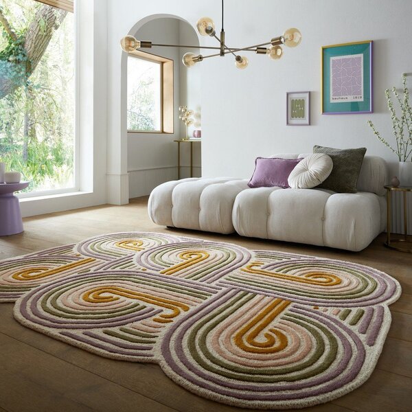 Covor verde țesut manual din lână 140x200 cm Spiral Shaped – Flair Rugs