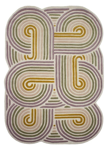 Covor verde țesut manual din lână 140x200 cm Spiral Shaped – Flair Rugs