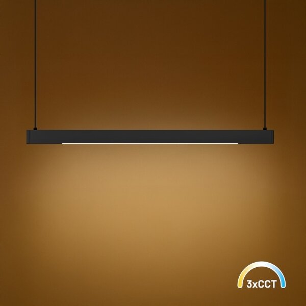 Lustră LED LINEA pe cablu, 36W, 230V, 3000/4000/5700K, CRI 90, negru