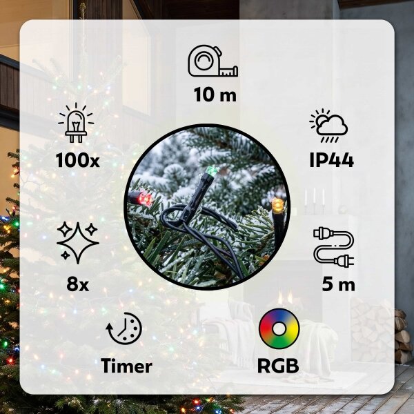 BRILAGI - LED Ghirlandă de Crăciun pentru exterior 100xLED/8 funcții 13 m IP44 multicolor