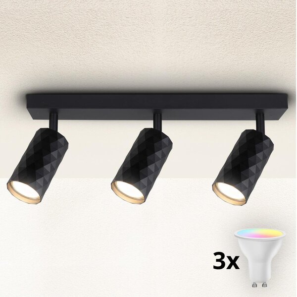 Brilagi - Spot LED RGBW reglabil SELE DIAMANT, 3x GU10/4,8W/230V, negru