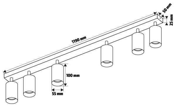 Brilagi - Plafonieră LED RGBW reglabilă SELE MODERN, 6x GU10, 6,5W, 230V, Wi-Fi, negru
