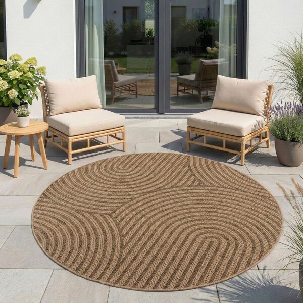 Covor pentru exterior și interior maro rotund ø 120 cm Timber 1401 – Ayyildiz Carpets