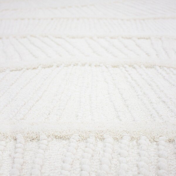 Covor tip traversă alb țesut manual din amestesc de lână 80x230 cm Sculptured Wave – Flair Rugs
