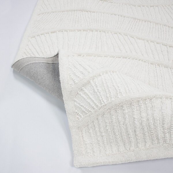 Covor tip traversă alb țesut manual din amestesc de lână 80x230 cm Sculptured Wave – Flair Rugs