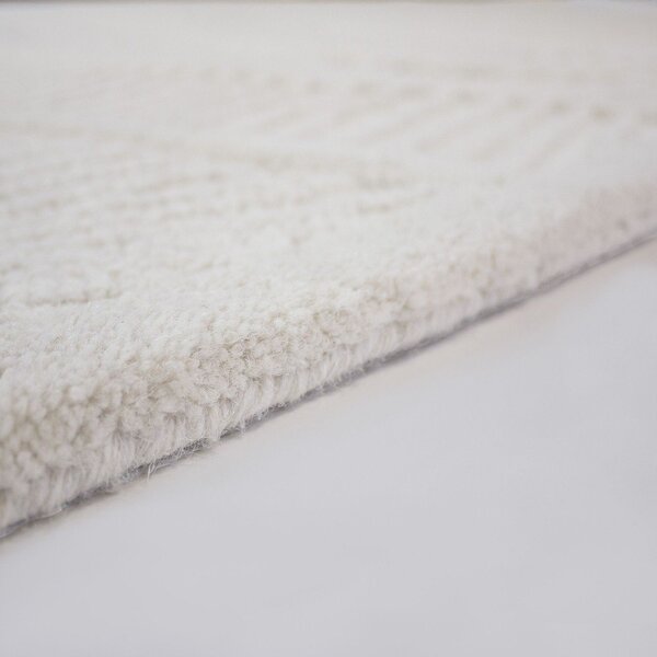 Covor tip traversă alb țesut manual din amestesc de lână 80x230 cm Sculptured Wave – Flair Rugs