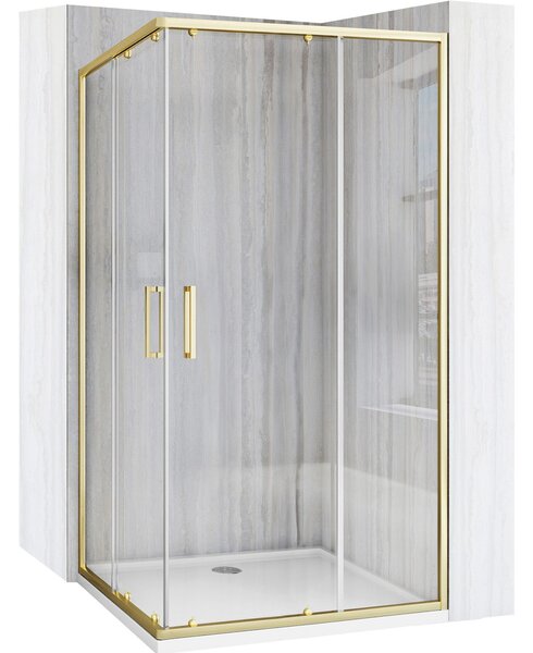 Rea City, cabina de dus cu usa culisanta 100x80cm, sticla transparenta 5/4mm, profil auriu, REA-K6445