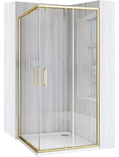 Rea City, cabina de dus cu usa culisanta 80x80cm, sticla transparenta 5/4mm, profil auriu, REA-K6444
