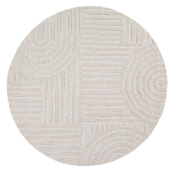 Covor fildeș țesut manual rotund din lână ø 160 cm Zen Garden – Flair Rugs