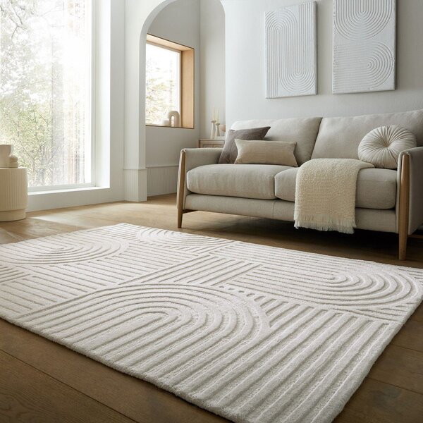 Covor fildeș țesut manual din lână 120x170 cm Zen Garden – Flair Rugs