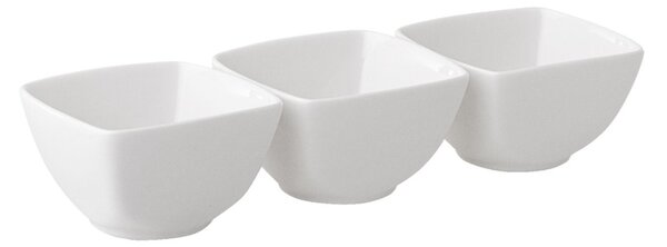 Set 3 boluri patratoase 8.25cm, alb, Salsa