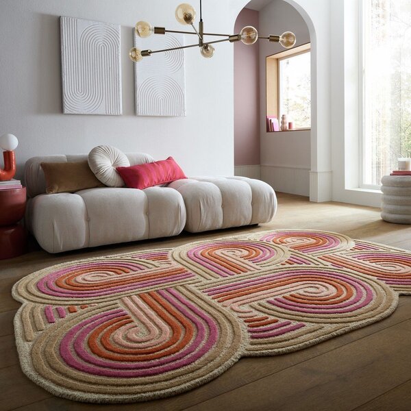 Covor roz țesut manual din lână 140x200 cm Spiral Shaped – Flair Rugs